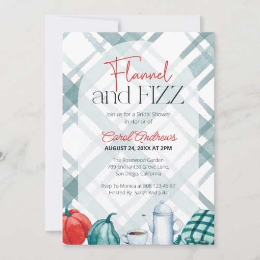 Gezellige Flannel & Fizz Vrijgezellenfeest Kaart (Voorkant)