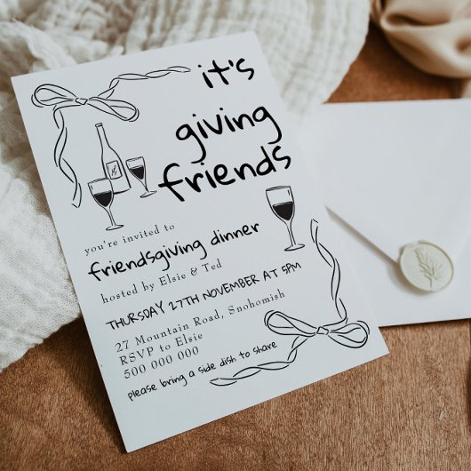 Gezellige Friendsgiving-dineruitnodiging Kaart