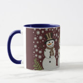 Gezellige Geborduurde Sneeuwman Winter Beker Mok (Links)