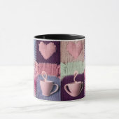 Gezellige Gebreide Hart Patchwork Roze Mokken Comb (Midden)