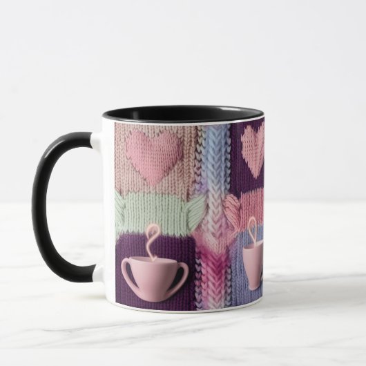 Gezellige Gebreide Hart Patchwork Roze Mokken Comb (Links)