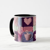 Gezellige Gebreide Hart Patchwork Roze Mokken Comb (Voorkant links)