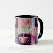 Gezellige Gebreide Hart Patchwork Roze Mokken Comb (Voorkant rechts)