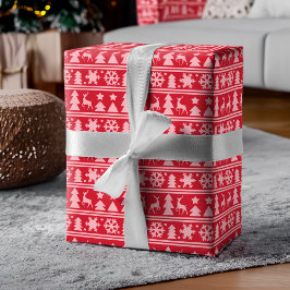 Gezellige gebreide rode trui patroon Kerstmis Cadeaupapier