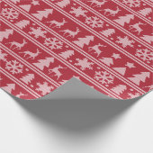 Gezellige gebreide rode trui patroon Kerstmis Cadeaupapier (Hoek)