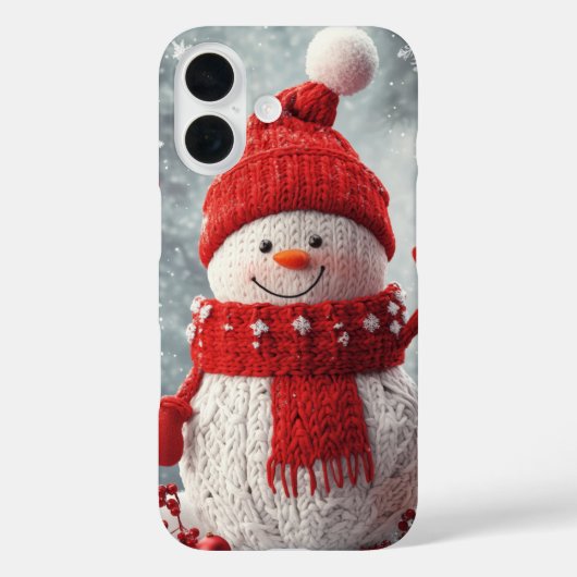 Gezellige Gebreide Sneeuwman Rode Sjaal Sneeuwvlok Case-Mate iPhone Case (Achterkant)