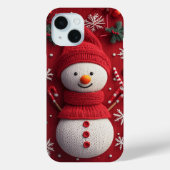 Gezellige Gebreide Sneeuwman Rood Wit Festive Kers Case-Mate iPhone Case (Achterkant)