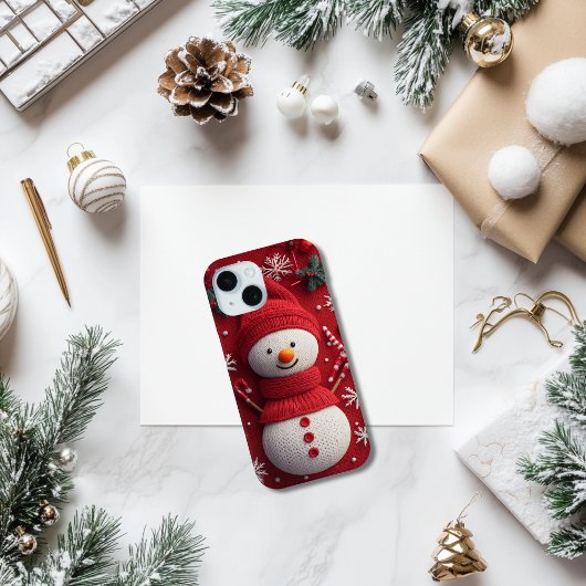 Gezellige Gebreide Sneeuwman Rood Wit Festive Kers Case-Mate iPhone Case