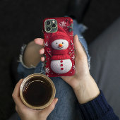 Gezellige Gebreide Sneeuwman Rood Wit Festive Kers Case-Mate iPhone Case