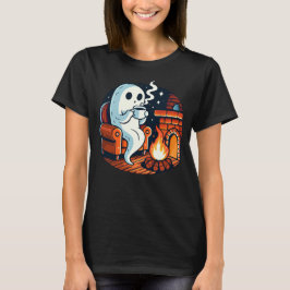 Gezellige Geest Drinkt Koffie bij Openhaard Hallow T-shirt