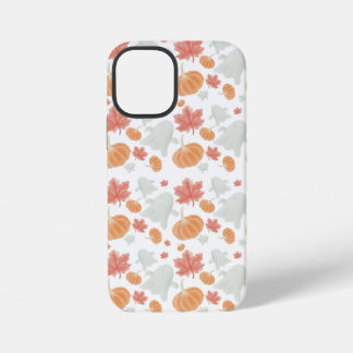 Gezellige geesten en pompoenen herfstpatroon iPhone 12 mini hoesje