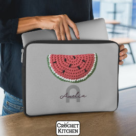 Gezellige gehaakte watermeloen fruit esthetische m laptop sleeve