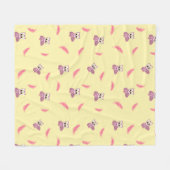 Gezellige gele babydeken met uilen en veren fleece deken (Voorkant (Horizontaal))