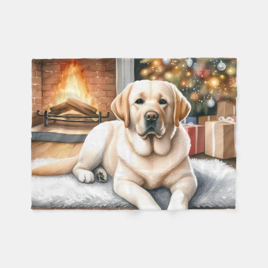 Gezellige gele labrador retriever hond kerst fleece deken (Voorkant (Horizontaal))