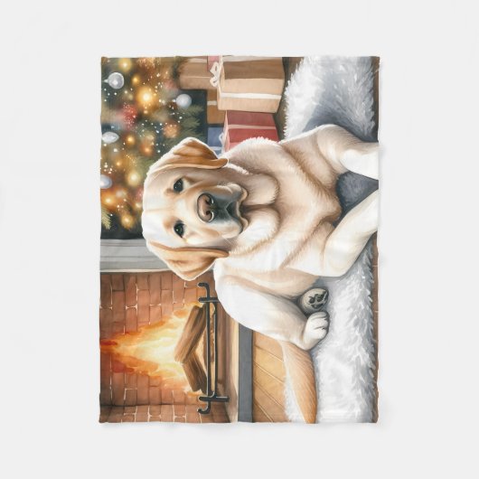 Gezellige gele labrador retriever hond kerst fleece deken (Voorkant)