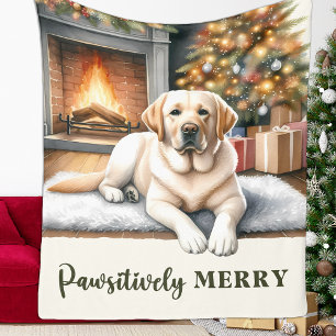 Gezellige gele labrador retriever hond kerst fleece deken
