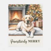 Gezellige gele labrador retriever hond kerst fleece deken (Voorkant)