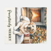 Gezellige gele labrador retriever hond kerst fleece deken (Voorkant (Horizontaal))