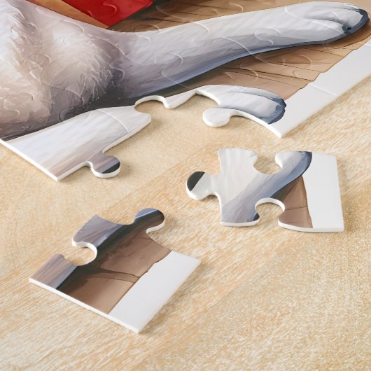 Gezellige gele labrador retriever hond kerst legpuzzel (Zijkant)