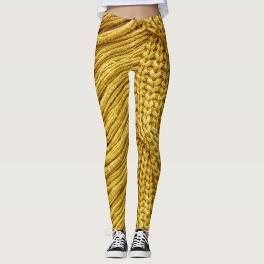 Gezellige gele trui: getextureerde achtergrond leggings (Voorkant)