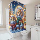 "Gezellige gember Kittens eerste kerst" Douchegordijn (In situ)
