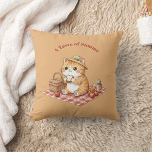 Gezellige gemberkat cottagecore-werpkussen decorat kussen
