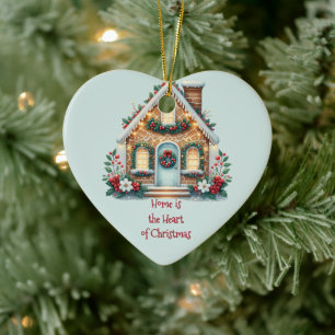 Gezellige Gemberkoekhuis Holiday Illustratie Keramisch Ornament