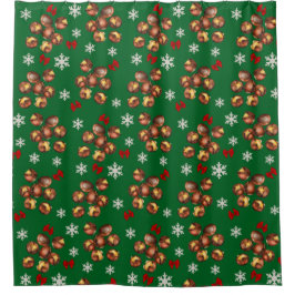 Gezellige geroosterde kastanjes en sneeuwvlokken w douchegordijn