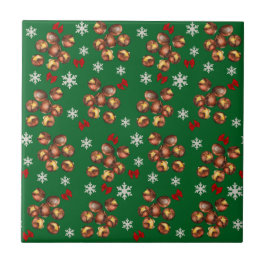 Gezellige geroosterde kastanjes en sneeuwvlokken w tegeltje