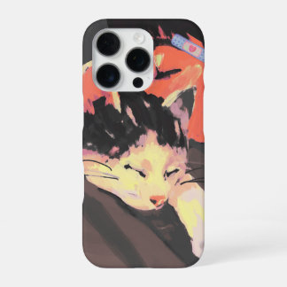 Gezellige geschilderde kat en persoon illustratie  iPhone 16 pro hoesje