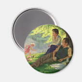 Gezellige gezins picknick onder een schaduwrijke b magneet (Voorkant / Achterkant)