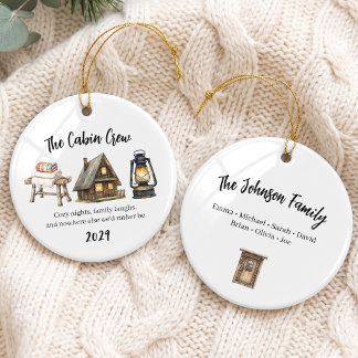 Gezellige gezinscabin vakantiegroep keramisch ornament