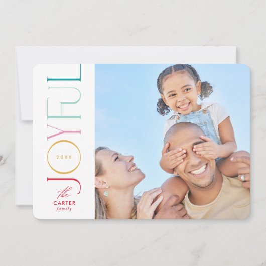 GEZELLIGE GEZINSFOTO moderne elegante icoon kleurr Feestdagenkaart (Voorkant)