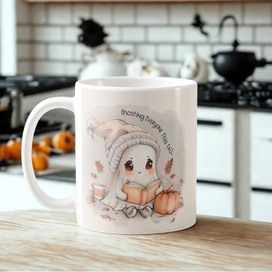 Gezellige Ghost Reading met Pumpkin Spice & Herfst Koffiemok