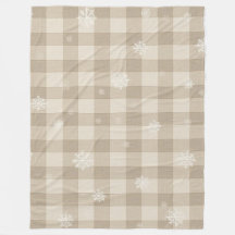 Gezellige Gingham Sneeuwvlok Deken – Beige & Taupe