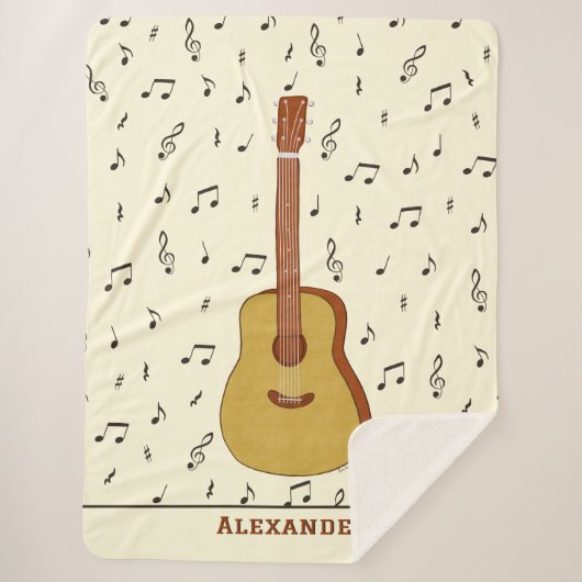 Gezellige gitarist Music Note Design Sherpa Deken (Voorkant)