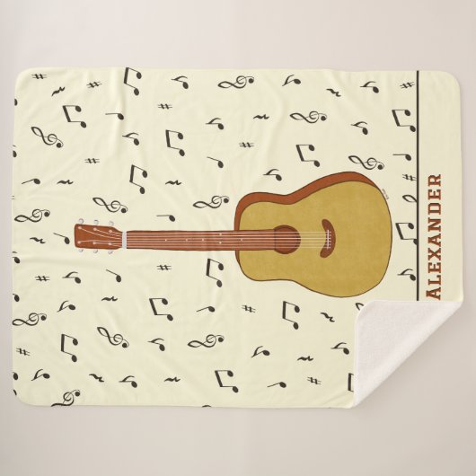 Gezellige gitarist Music Note Design Sherpa Deken (Voorkant (horizontaal))