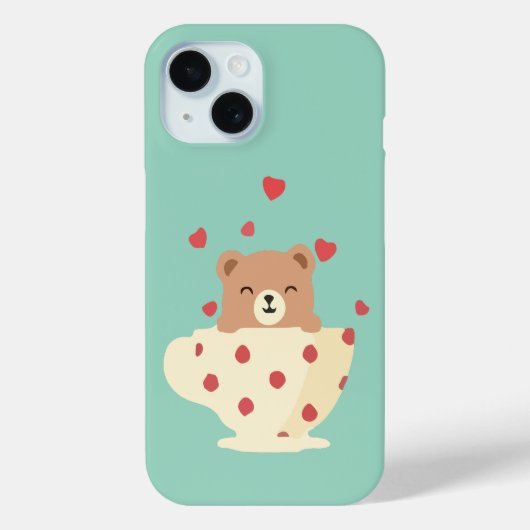 Gezellige glimlachende teddybeer in theekopje met Case-Mate iPhone case (Achterkant)