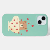 Gezellige glimlachende teddybeer in theekopje met Case-Mate iPhone case (Achterkant (horizontaal))