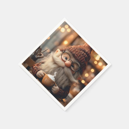 Gezellige Gnome Genieten van een kopje hete cacao Servet (Hoek)