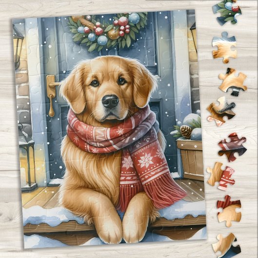 Gezellige Golden Retriever Puppy Hondenkerst Legpuzzel