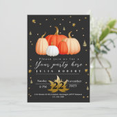 Gezellige gouden glitter herfst herfst oranje pomp kaart (Staand voorkant)