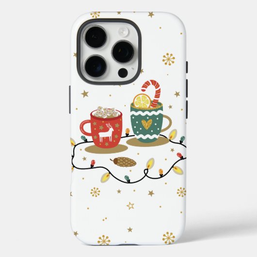 Gezellige Gouden Kerst Koffie Cacao Case-Mate iPhone Case (Achterkant)