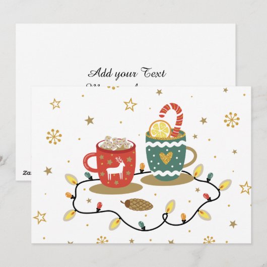 Gezellige Gouden Kerst Koffie Cacao Feestdagenkaart (Voorkant / Achterkant)