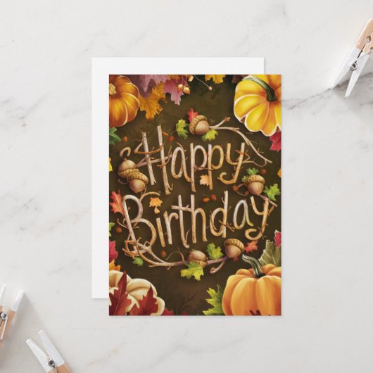 Gezellige grillige Wens Herfst Herfst Gelukkige Ve Kaart (Voorkant / Achterkant in situ)