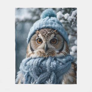 Gezellige grillige Winter Wonderland Uil Fleece Deken
