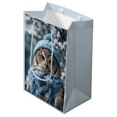 Gezellige grillige Winter Wonderland Uil Medium Cadeauzakje (Voorkant Gekanteld)
