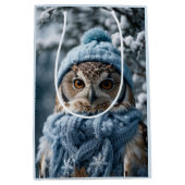 Gezellige grillige Winter Wonderland Uil Medium Cadeauzakje (Voorkant)