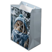 Gezellige grillige Winter Wonderland Uil Medium Cadeauzakje (Achterkant Gekanteld)