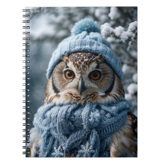 Gezellige grillige Winter Wonderland Uil Notitieboek (Voorkant)